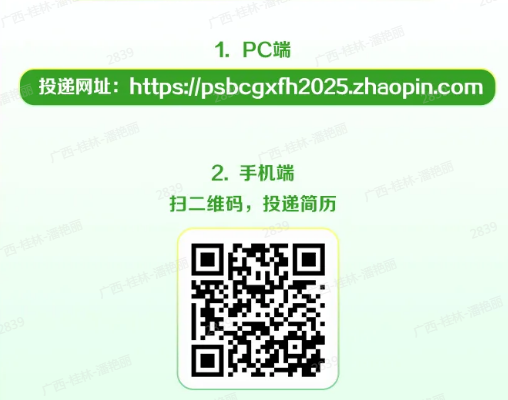 1PC端OP2.手机端扫二维码，投递简历